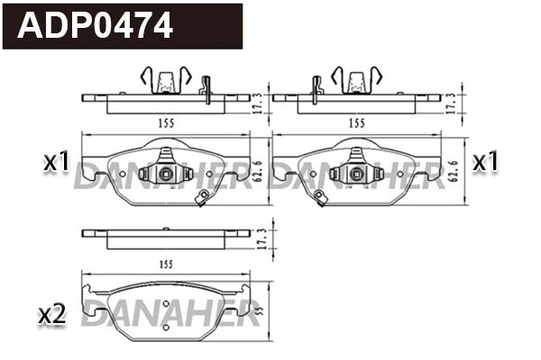 Kit de plaquettes de frein, frein à disque DANAHER ADP0474