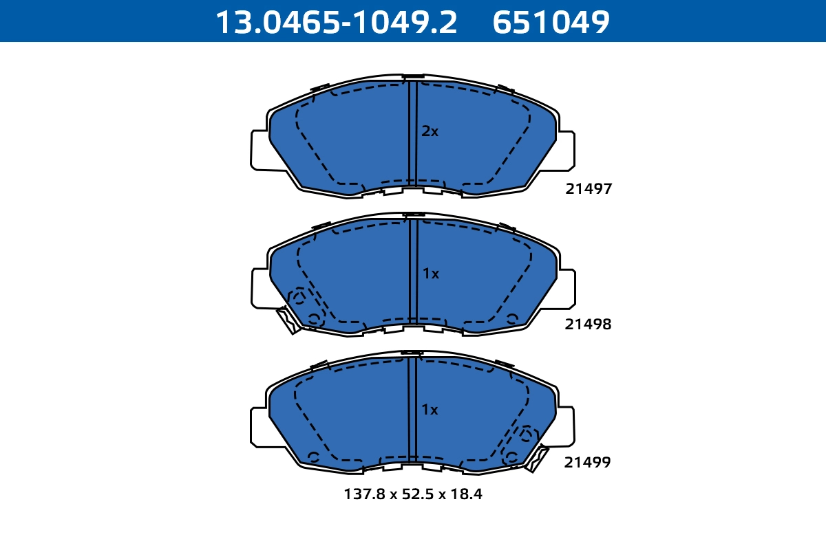 Kit de plaquettes de frein, frein à disque ATE-APAC 13.0465-1049.2