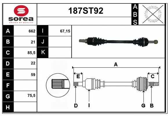 Arbre de transmission STARTCAR 187ST92