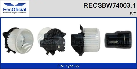 Pulseur d'air habitacle RECOFICIAL RECSBW74003.1
