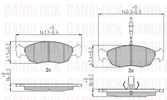 Kit de plaquettes de frein, frein à disque DANBLOCK DB 510133