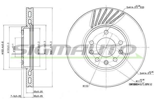 Disque de frein SIGMAUTO DBB082V