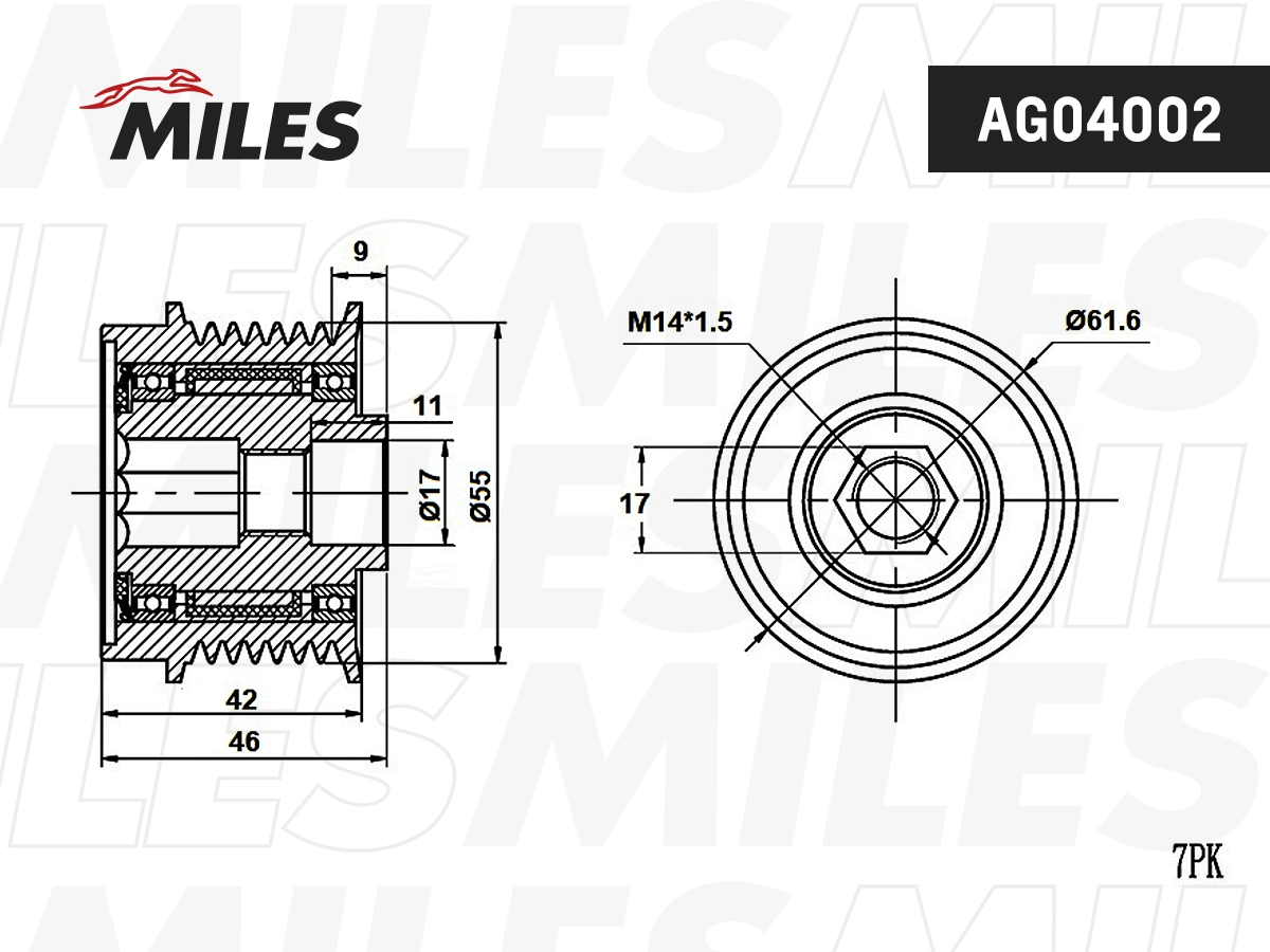 Poulie roue libre, alternateur MILES AG04002