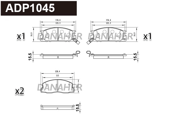 Kit de plaquettes de frein, frein à disque DANAHER ADP1045
