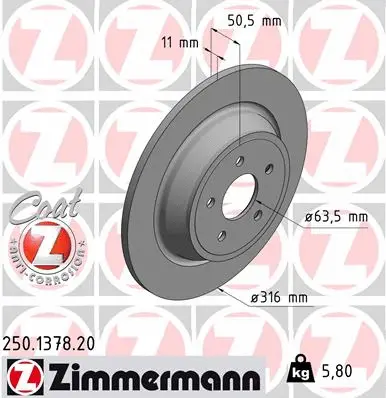 Disque de frein ZIMMERMANN 250.1378.20