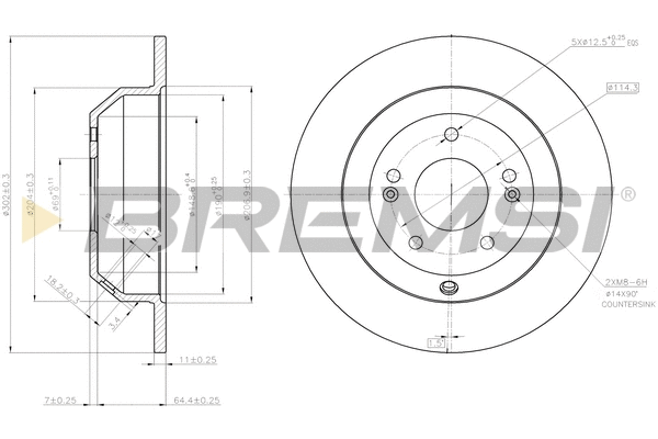 Disque de frein BREMSI CD7873S