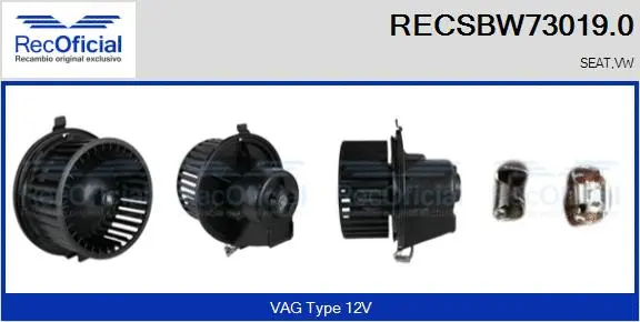 Pulseur d'air habitacle RECOFICIAL RECSBW73019.0