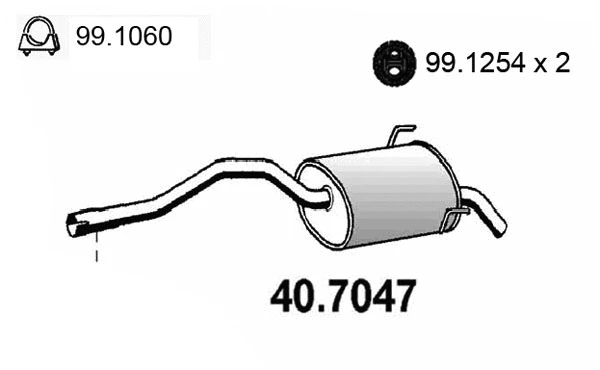 Silencieux arrière ASSO 40.7047