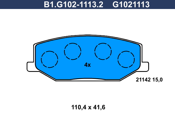 Kit de plaquettes de frein, frein à disque GALFER B1.G102-1113.2