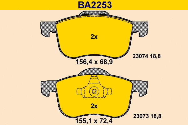 Kit de plaquettes de frein, frein à disque BARUM BA2253