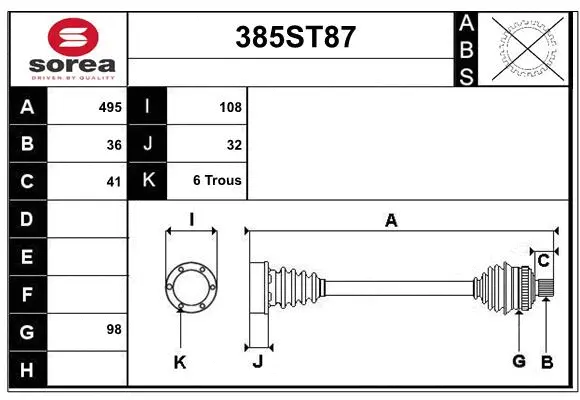 Arbre de transmission STARTCAR 385ST87