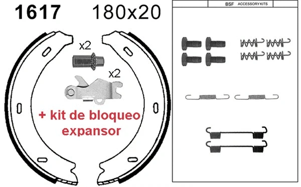 Jeu de mâchoires de frein, frein de stationnement BSF 01617KC