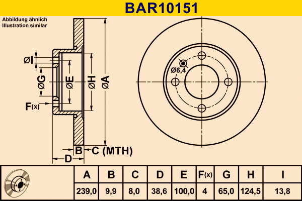 Disque de frein BARUM BAR10151