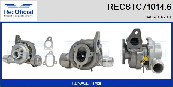 Turbocompresseur, suralimentation RECOFICIAL RECSTC71014.6
