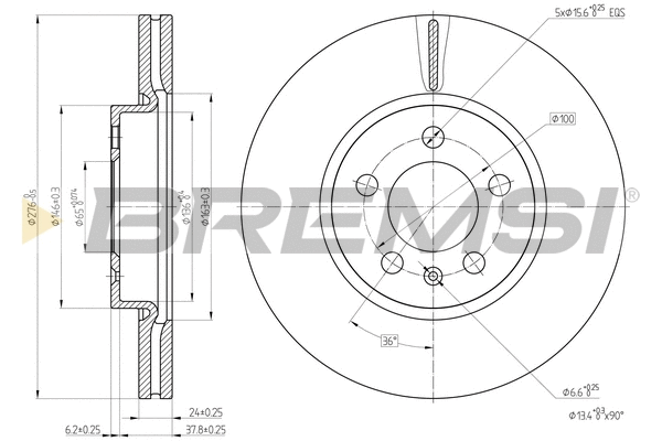 Disque de frein BREMSI CD8664V