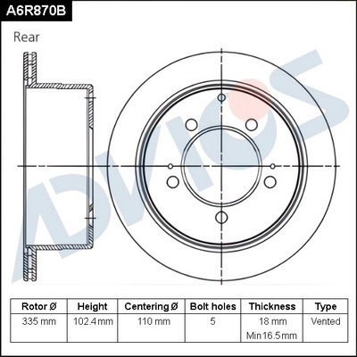Disque de frein ADVICS A6R870B