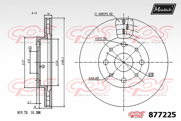 Disque de frein MAXTECH 877225