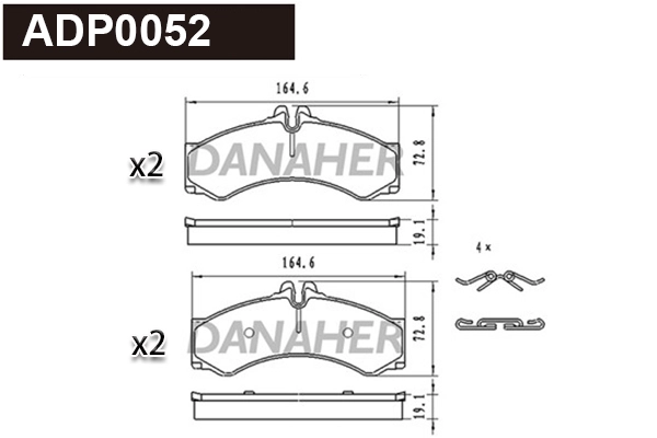 Kit de plaquettes de frein, frein à disque DANAHER ADP0052