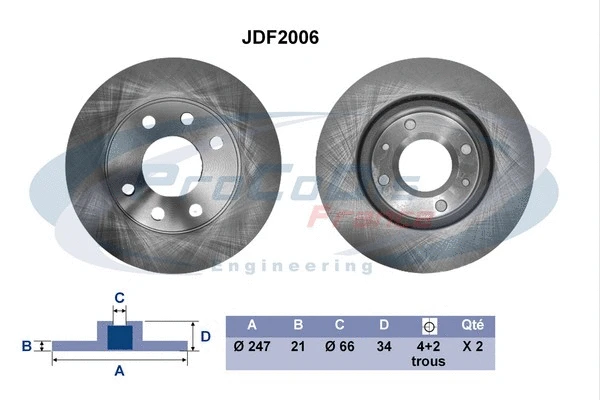 Disque de frein PROCODIS FRANCE JDF2006