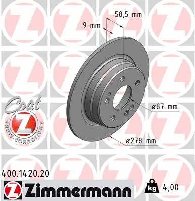 Disque de frein ZIMMERMANN 400.1420.20