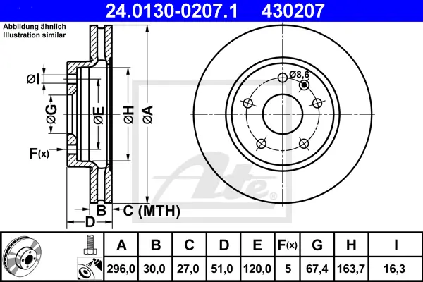 Disque de frein ATE-APAC 24.0130-0207.1