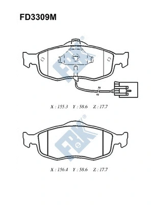Kit de plaquettes de frein, frein à disque FBK FD3309M