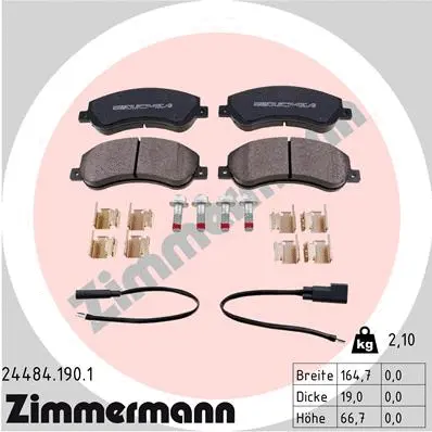 Kit de plaquettes de frein, frein à disque ZIMMERMANN 24484.190.1