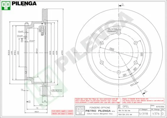 Disque de frein PILENGA V376