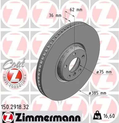 Disque de frein ZIMMERMANN 150.2918.32