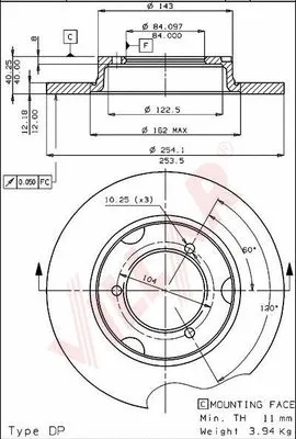 Disque de frein VILLAR 628.1250