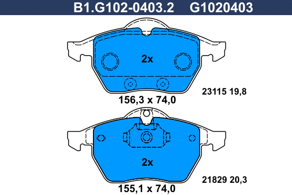 Kit de plaquettes de frein, frein à disque GALFER B1.G102-0403.2