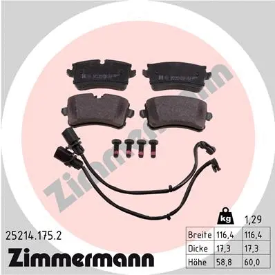 Kit de plaquettes de frein, frein à disque ZIMMERMANN 25214.175.2