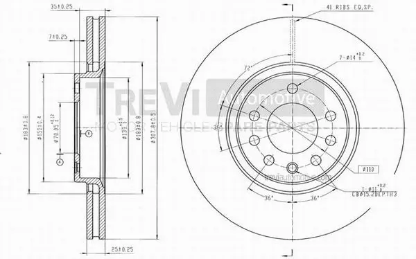 Disque de frein TREVI AUTOMOTIVE BD1180