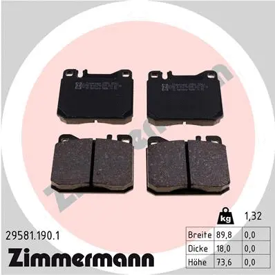 Kit de plaquettes de frein, frein à disque ZIMMERMANN 29581.190.1
