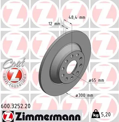 Disque de frein ZIMMERMANN 600.3252.20