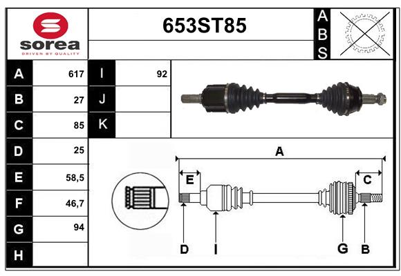 Arbre de transmission STARTCAR 653ST85