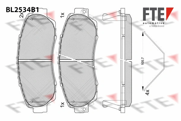 Kit de plaquettes de frein, frein à disque FTE 9011088