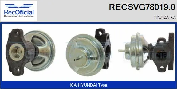 Vanne EGR RECOFICIAL RECSVG78019.0
