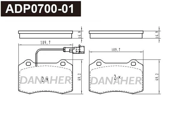 Kit de plaquettes de frein, frein à disque DANAHER ADP0700-01