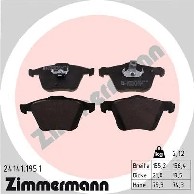 Kit de plaquettes de frein, frein à disque ZIMMERMANN 24141.195.1