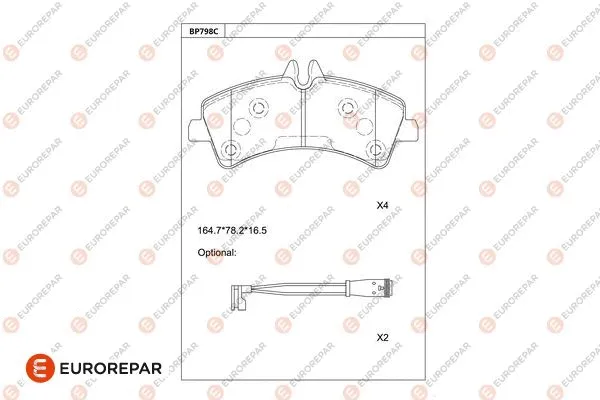 Kit de plaquettes de frein, frein à disque EUROREPAR 1681270180