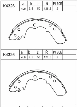 Jeu de mâchoires de frein ASIMCO K4326