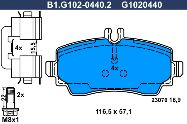 Kit de plaquettes de frein, frein à disque GALFER B1.G102-0440.2