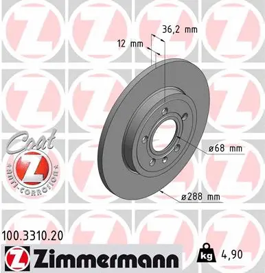 Disque de frein ZIMMERMANN 100.3310.20