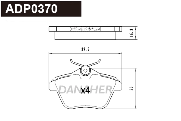 Kit de plaquettes de frein, frein à disque DANAHER ADP0370