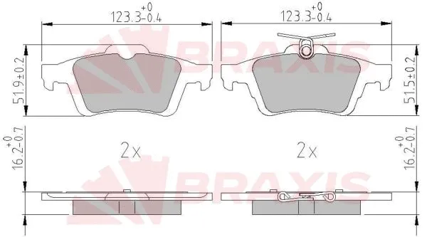 Kit de plaquettes de frein, frein à disque BRAXIS AA0629