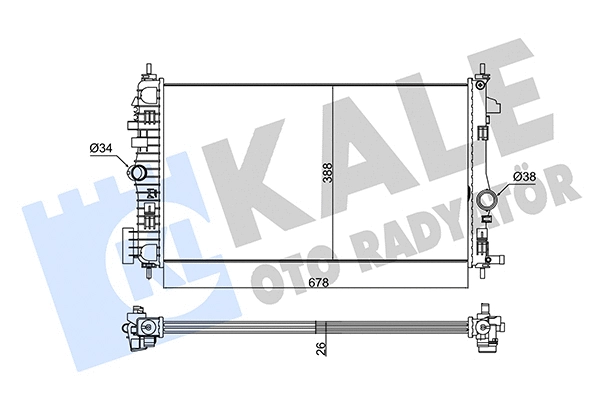Radiateur, refroidissement du moteur KALE OTO RADYATÖR 346180