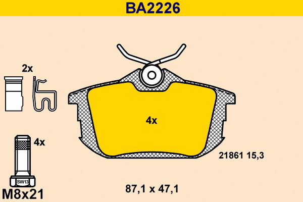 Kit de plaquettes de frein, frein à disque BARUM BA2226