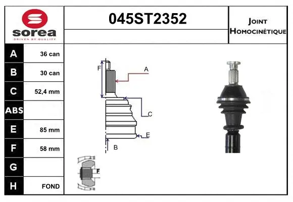 Jeu de joints, arbre de transmission STARTCAR 045ST2352