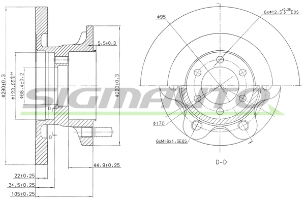 Disque de frein SIGMAUTO DBA852S